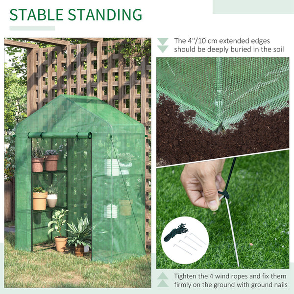 Miniature 3-tier greenhouse with 4 shelves