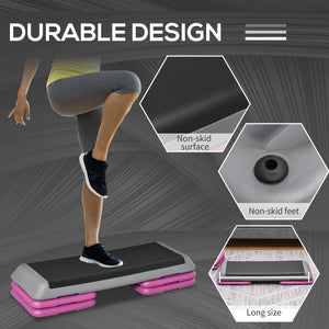 Stepper d'aérobic réglable de 43 pouces à 3 niveaux avec rehausseurs noir et violet