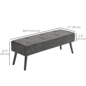 Banc de chambre avec capitonnage à boutons rembourré en similicuir, gris