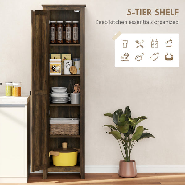 Armoire de rangement de cuisine style ferme 67" avec porte de grange et étagères réglables, marron