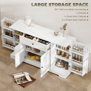 Modern kitchen storage cabinet with drawer, adjustable shelves with door supports, white