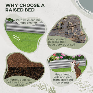 Raised galvanized steel planter with vegetable stakes, silver 