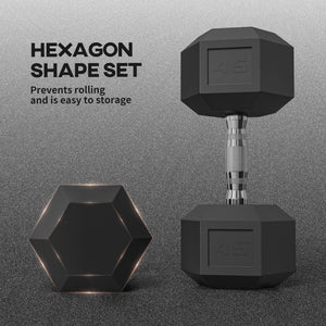 Haltères hexagonaux 2 x 45 lb pour l'entraînement physique à domicile, noir