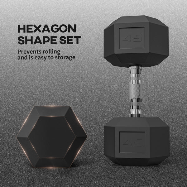 Haltères hexagonaux 2 x 45 lb pour l'entraînement physique à domicile, noir