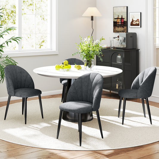 Lot de 4 chaises de salle à manger modernes rembourrées avec pieds en métal, noir