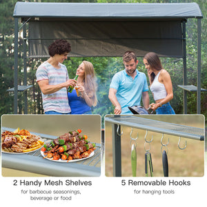 Outsunny BBQ Gazebo 7'x4.5' Outdoor Tent Metal Frame Sunshade Gray |