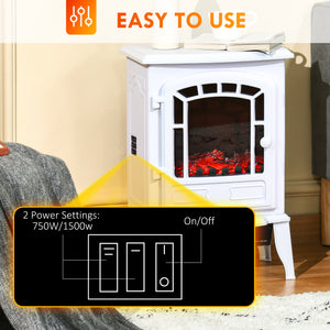 Cheminée électrique avec effet de flamme réaliste 750 W/1 500 W, blanc