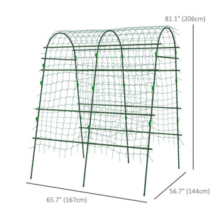 Treillis de jardin arqué avec filet d'escalade pour plantes grimpantes 57" x 66" x 81"