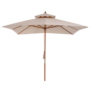 Parasol carré en bois de 9,8 pieds, beige