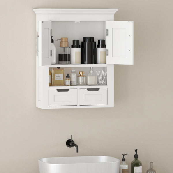 Armoire murale de salle de bain avec étagère, blanc