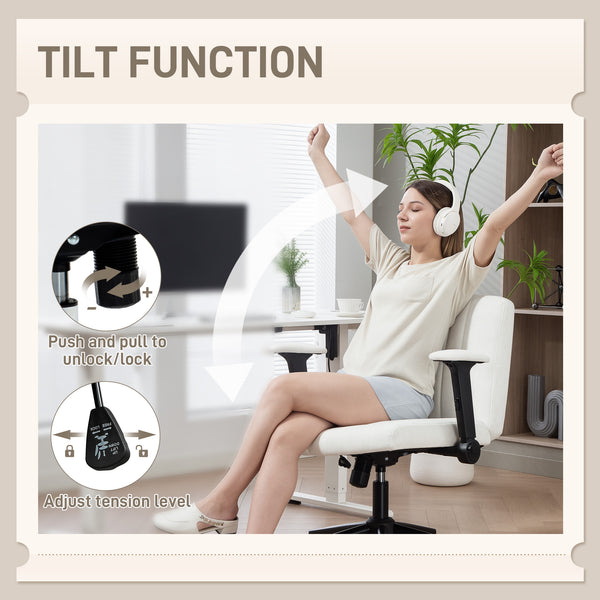 Chaise de bureau à dossier croisé, blanc crème.