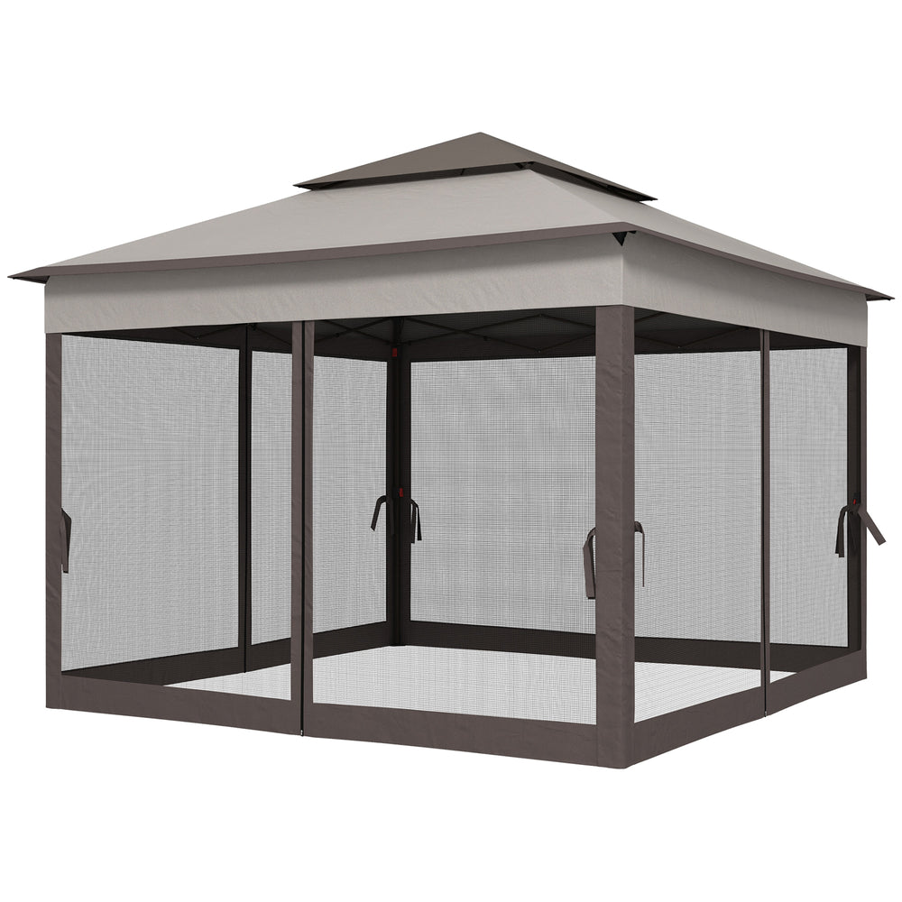 Abri pliant 11 x 11 avec toit souple et sac de transport, gris