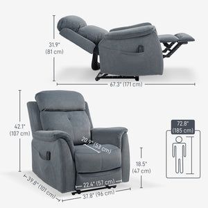 Fauteuil inclinable avec massage par vibrations avec poches latérales, gris foncé