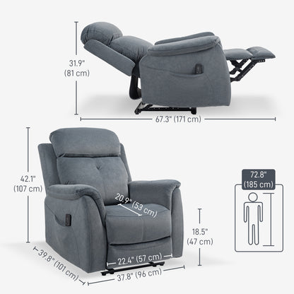 Recliner Chair with Vibration Massage and Side Pockets, Dark Gray