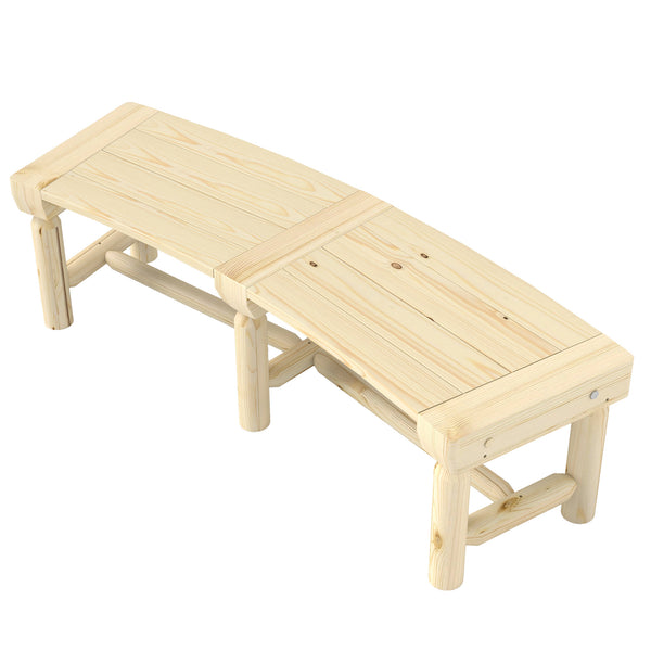 Banc d'extérieur en bois avec assise à lattes pour cour, naturel