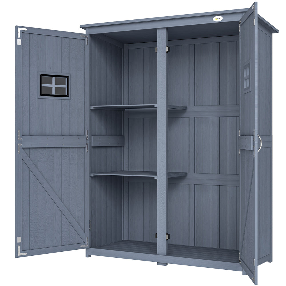 Abri de jardin en bois pour outils avec fenêtres et double porte, gris foncé