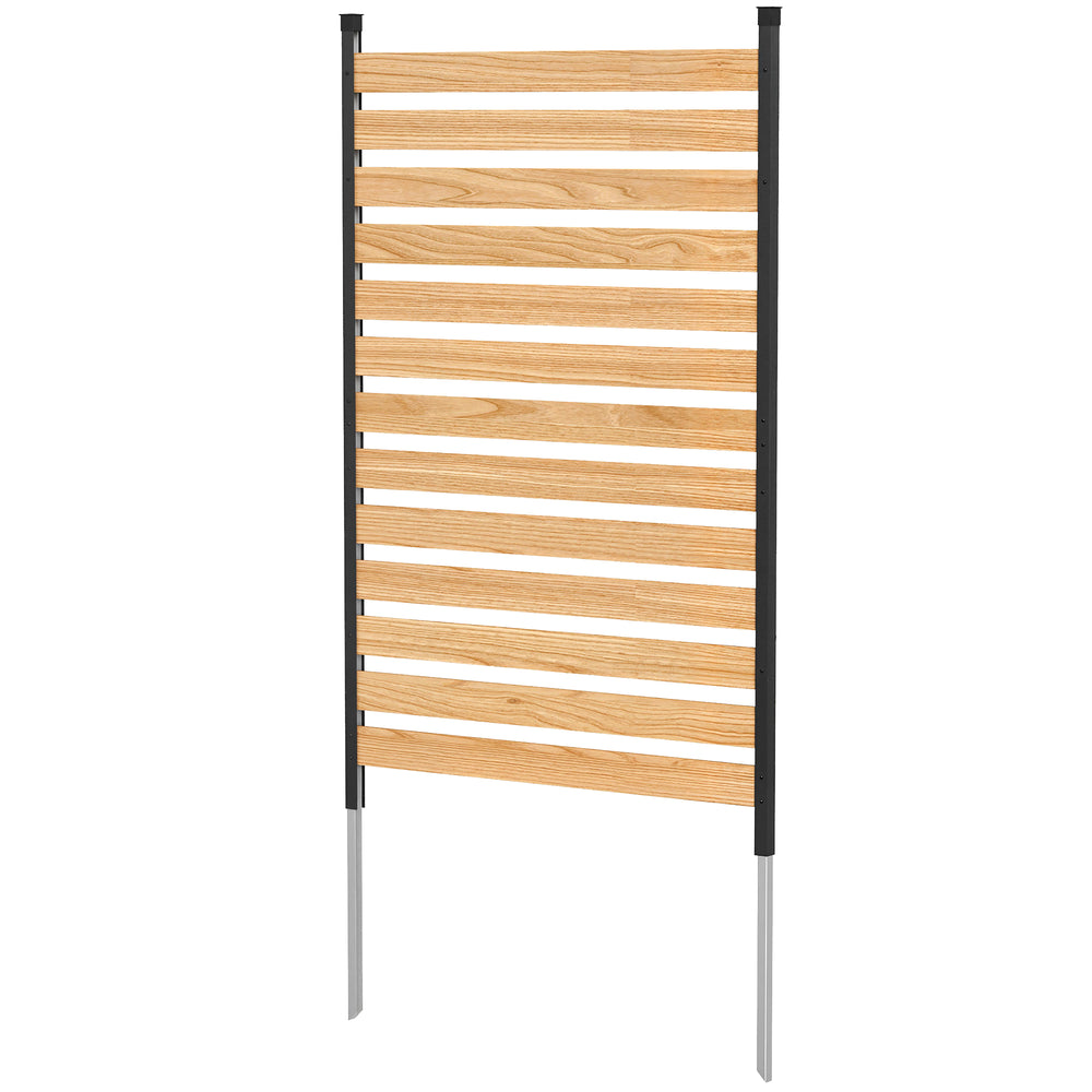 Partition panel, no-dig, with fir wood boards and aluminum posts