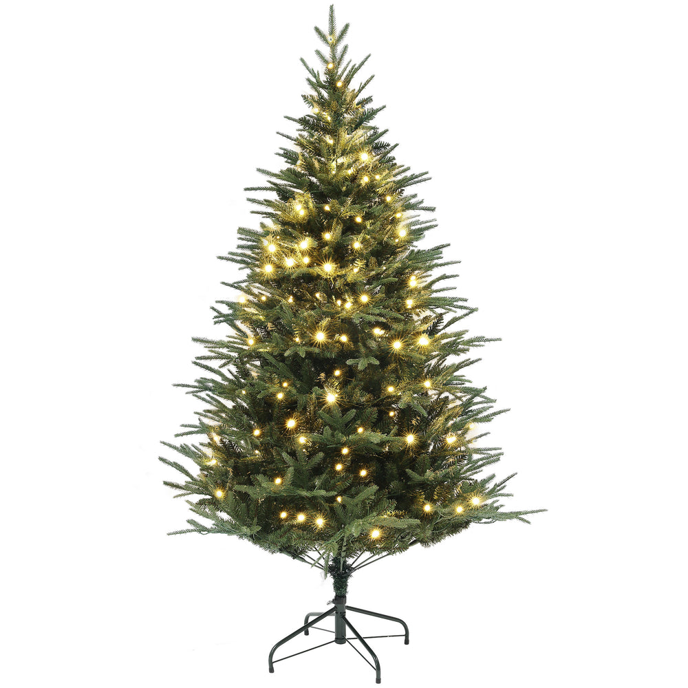 Sapin de Noël artificiel pré-éclairé de 6 pieds avec 1 022 branches et LED blanc chaud