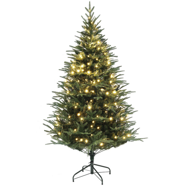 Sapin de Noël artificiel pré-éclairé de 6 pieds avec 1 022 branches et LED blanc chaud