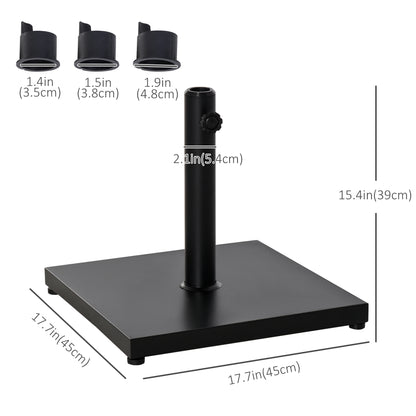 Support de parasol carré en acier de 18 kg avec bouton réglable, noir