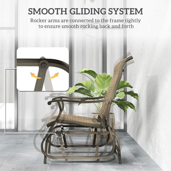 Rocking chair with steel frame and mesh fabric, light brown