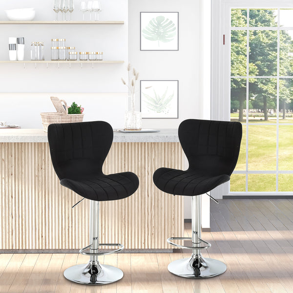 Lot de 2 tabourets de bar pivotants à hauteur réglable avec repose-pieds, noir