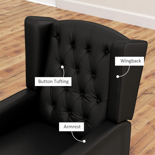 Fauteuil d'appoint moderne en similicuir avec rembourrage épais, noir