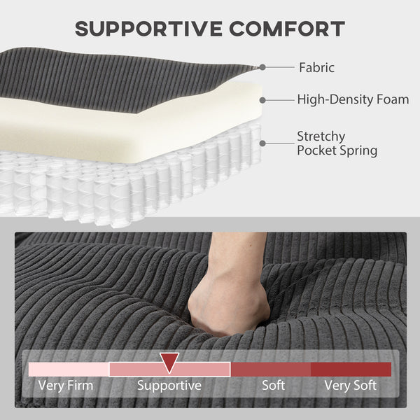 Canapé modulable sectionnel surdimensionné avec coussin à ressorts, gris anthracite