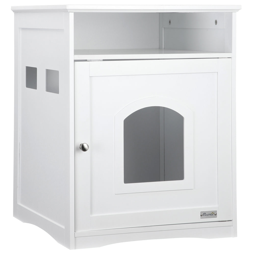 Litter Box Cabinet with Cat-Sized Hole Large, Storage Shelf (Litter Box Not Included)