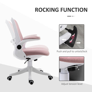 Chaise de bureau pivotante à 360° avec revêtement en tissu respirant, rose