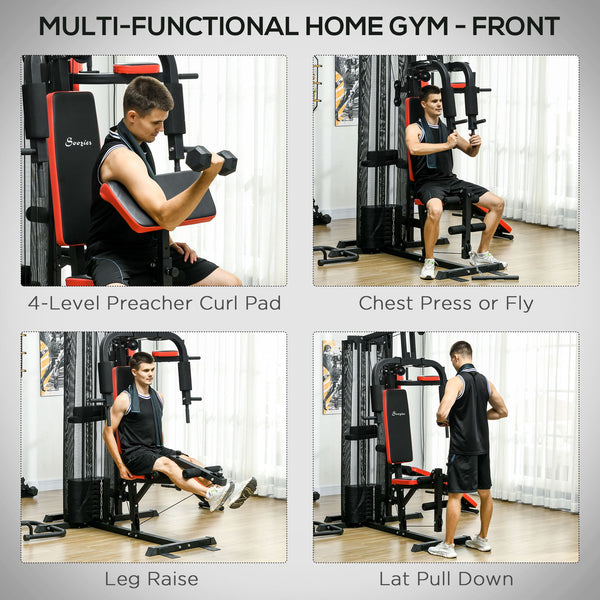 Appareil de musculation multifonction avec banc pour abdominaux, support pour pompes, station de dips, poids de 65 kg