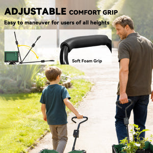 Chariot de jardin en acier avec doublure amovible, vert