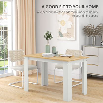 HOMCOM kitchen table for 4 to 6 people, dining table with veneered top, oak