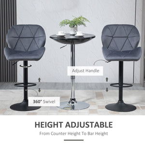 Set of 2 bar stools without armrests, grey