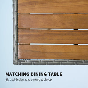 Ensemble de salle à manger de jardin 5 pièces en rotin avec trou pour parasol, coussins, table et chaises de jardin, teck