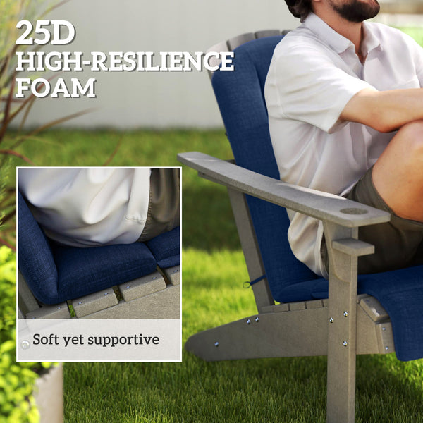 Lot de 2 coussins de chaise Adirondack à dossier haut avec attaches, mousse haute densité, bleu marine