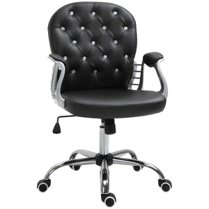 Office chair with padded seat and tufted backrest, black