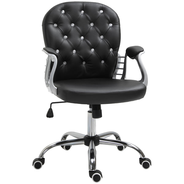 Office chair with padded seat and tufted backrest, black