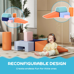 Aire de jeux souple 6 pièces pour enfants, orange et bleu