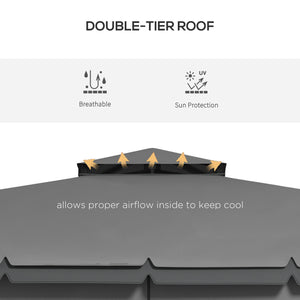 10' x 10' 2-Tier Outdoor Gazebo Canopy Tent with Zippered Mesh Sidewalls, Aluminum Frame for Patio, Backyard Light Gray