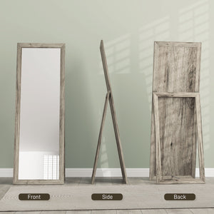 Miroir intégral pour chambre à coucher, salon, grain de bois gris