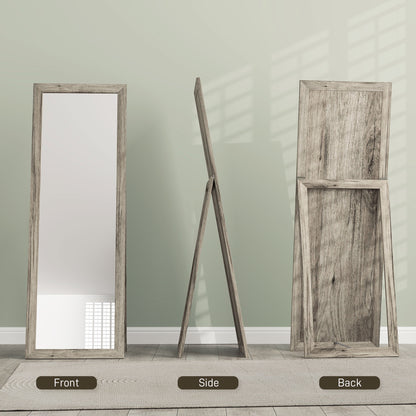 Miroir intégral pour chambre à coucher, salon, grain de bois gris