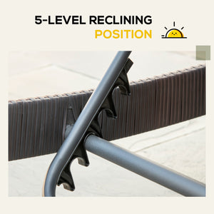 Chaise longue en osier inclinable avec dossier réglable sur 5 niveaux