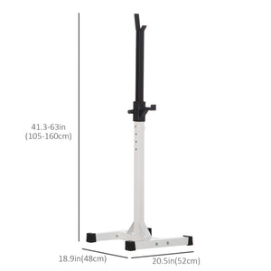 Support de barre d'haltères réglable pour squats et musculation avec 2 barres, noir et blanc