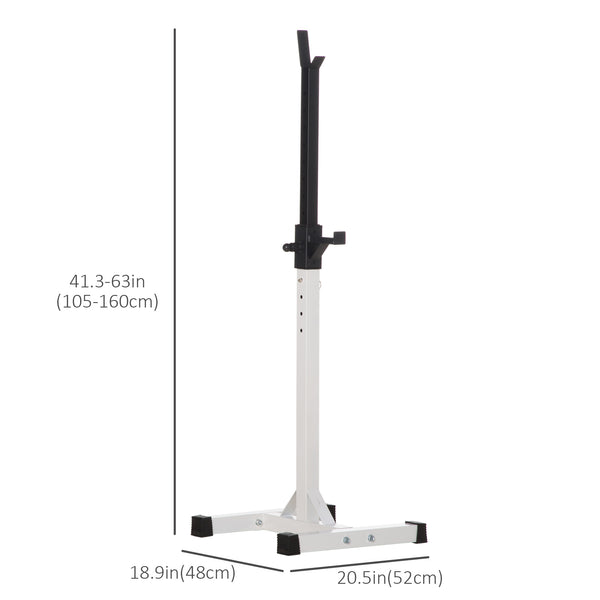 Support de barre d'haltères réglable pour squats et musculation avec 2 barres, noir et blanc