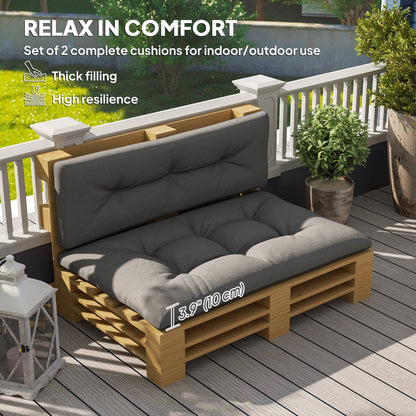 Ensemble de coussins 2 pièces pour palettes, gris anthracite