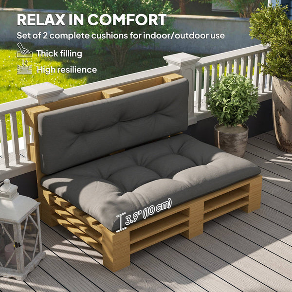 Ensemble de coussins 2 pièces pour palettes, gris anthracite