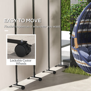 Paravent pliable avec roulettes, blanc crème