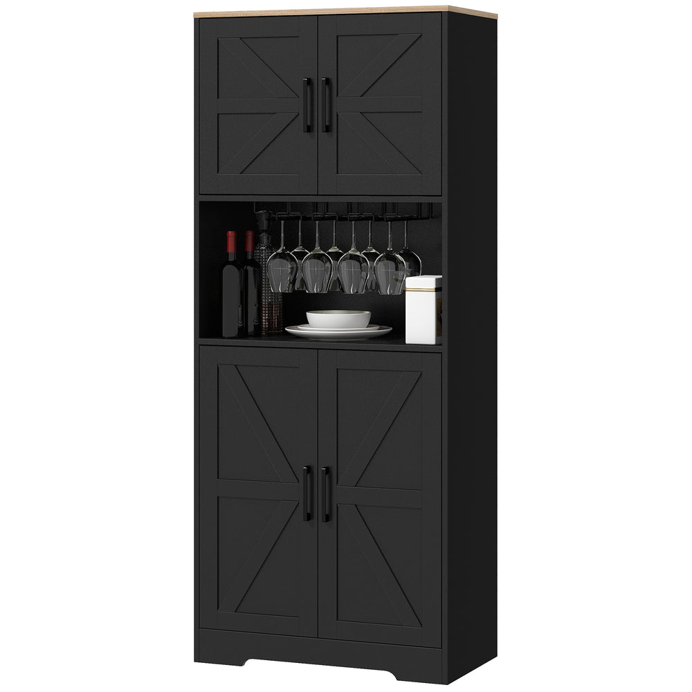 Garde-manger avec rangement pour coupe à vin, noir