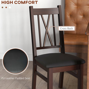 Set of 2 pine dining chairs with PU leather cushions